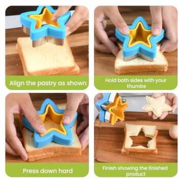 34Pcs Sandwich Cutter,Lunch Box Accessories for Kids Uncrustables Maker,Toddler Food Shape Cutter, Pancake Maker Heart Star Dinosaur, DIY Cookie Cutters Gift for Kids Bento etc...