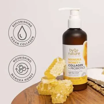 By Nature Manuka Honey + Collagen + Probiotics Day Cream - Nourishing Formula to Soothen your Skin - Skincare from New Zealand - 6.5 oz
