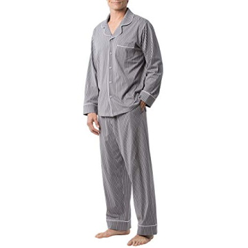 PajamaGram Classic Men's Cotton Pajamas Set - XL Charcoal Stripe Comfort