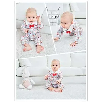 bilison Baby Boy Valentines Day Outfit Gentleman Bowtie Tuxedo Suit One Piece Romper Jumpsuit Overall Clothes Set