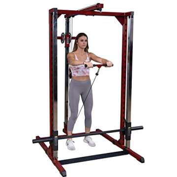 Body-Solid Best Fitness BFSM250P2 Smith Machine with LAT Attachment for Home Gym - Strength Training with Safety Bars, Adjustable Safeties, and Attachments for Squats, Bench Presses, Rows