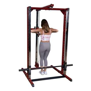 Body-Solid Best Fitness BFSM250P2 Smith Machine with LAT Attachment for Home Gym - Strength Training with Safety Bars, Adjustable Safeties, and Attachments for Squats, Bench Presses, Rows