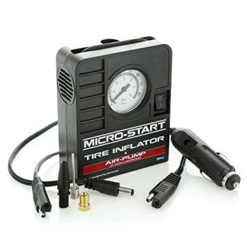 Antigravity Batteries Mini Tire Inflator for use with Motorcycles, ATV, UTV, Bikes,Small Cars. Easy to Carry for ADV and Touring Bikes