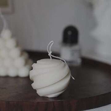 XMOX 1Pcs Spiral Ball Shape Silicone Candle Mold Simplicity Modern Geometry Soap Wax Resin Molds DIY Candles Handmade Mould, Hand Crafts for Home Wedding Dinner Party Decoration (Small)