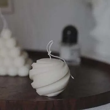 XMOX 1Pcs Spiral Ball Shape Silicone Candle Mold Simplicity Modern Geometry Soap Wax Resin Molds DIY Candles Handmade Mould, Hand Crafts for Home Wedding Dinner Party Decoration (Small)