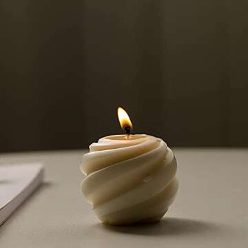 XMOX 1Pcs Spiral Ball Shape Silicone Candle Mold Simplicity Modern Geometry Soap Wax Resin Molds DIY Candles Handmade Mould, Hand Crafts for Home Wedding Dinner Party Decoration (Small)
