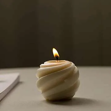 XMOX 1Pcs Spiral Ball Shape Silicone Candle Mold Simplicity Modern Geometry Soap Wax Resin Molds DIY Candles Handmade Mould, Hand Crafts for Home Wedding Dinner Party Decoration (Small)