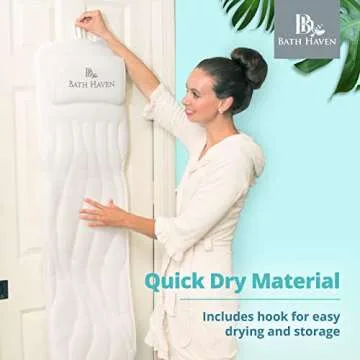 Bath Haven Bath Pillow for Bathtub - Full Body Mat & Cushion Headrest for Women and Men, Luxury Pillows for Neck and Back in Shower Tub or Jacuzzi - Powerful Suction Cups - Spa Accessories (Classic)