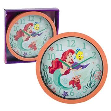 Accutime Disney Princess Ariel Mermaid Wall Clock - 10 Inch Home Decor