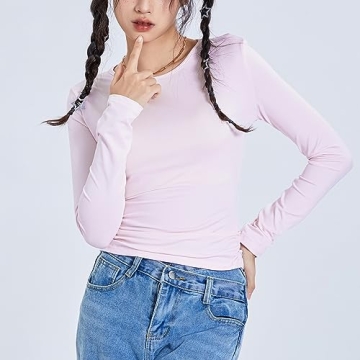 Chic Long Sleeve Tops for Women - Perfect Baby Pink Tee