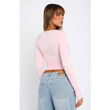 Chic Long Sleeve Tops for Women - Perfect Baby Pink Tee