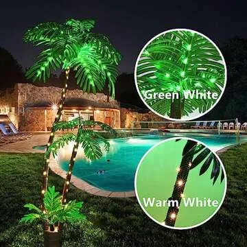 Lighted Artificial Palm Tree for Outside Patio,6 FT Lighted Christmas Palm Tree Decorations Decor,Fake Palm Trees Pool Decorations Outdoor for Tiki Bar Tropical Party Housewarming