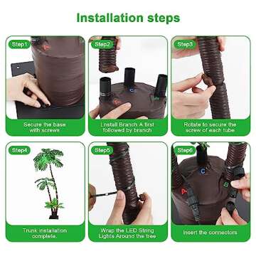 Lighted Artificial Palm Tree for Outside Patio,6 FT Lighted Christmas Palm Tree Decorations Decor,Fake Palm Trees Pool Decorations Outdoor for Tiki Bar Tropical Party Housewarming