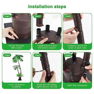 Lighted Artificial Palm Tree for Outside Patio,6 FT Lighted Christmas Palm Tree Decorations Decor,Fake Palm Trees Pool Decorations Outdoor for Tiki Bar Tropical Party Housewarming