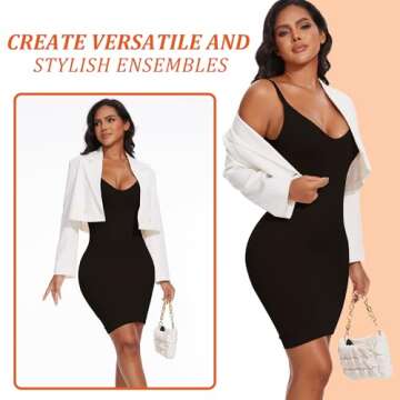 Betaven Shapewear Slip Dress for Women Tummy Control Camisole V-Neck Full Slip Under Dress Seamless Body Shaper,Black,Medium