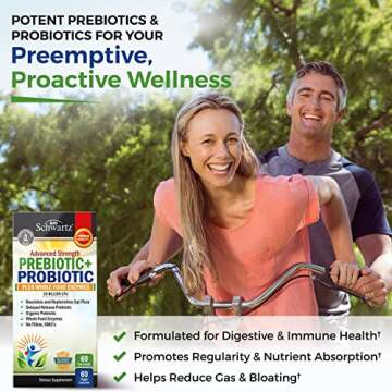 Prebiotics and Probiotic with Whole Food Enzymes for Adults Women & Men - Probiotics Lactobacillus Acidophilus - Digestive Health Capsules Shelf Stable Supplement - Non-GMO Gluten & Dairy Free -60ct