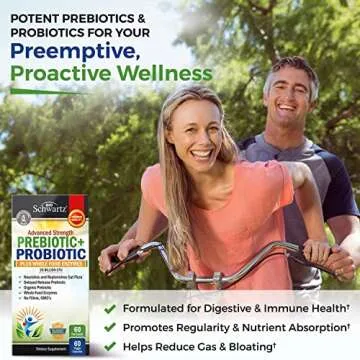 Prebiotics and Probiotic with Whole Food Enzymes for Adults Women & Men - Probiotics Lactobacillus Acidophilus - Digestive Health Capsules Shelf Stable Supplement - Non-GMO Gluten & Dairy Free -60ct