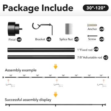 IFELS Black Adjustable Heavy Duty Curtain Rod Set - 2 Pack