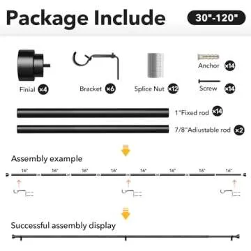 IFELS Black Adjustable Heavy Duty Curtain Rod Set - 2 Pack