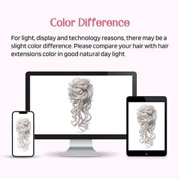 HOOJIH Messy Bun Hair Piece, 2PCS Tousled Updo with Tendrils Hair Bun Extensions Wavy Curly Hair Wrap Ponytail Hairpieces Thick Hair Scrunchies for Women HB010 Dasiy - Warm Gray With Brown mixed