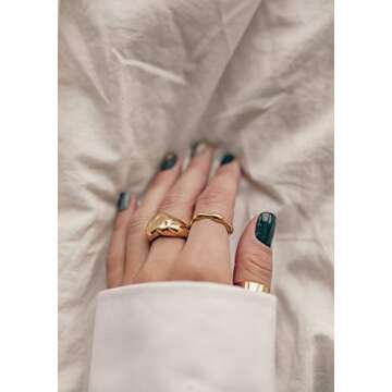 Happiness Boutique Women Chunky Heart Ring Gold Color Signet Ring Stainless Steel Jewelry