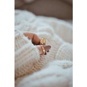 Happiness Boutique Women Chunky Heart Ring Gold Color Signet Ring Stainless Steel Jewelry