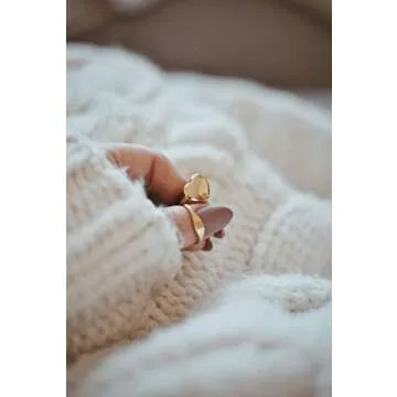 Happiness Boutique Women Chunky Heart Ring Gold Color Signet Ring Stainless Steel Jewelry