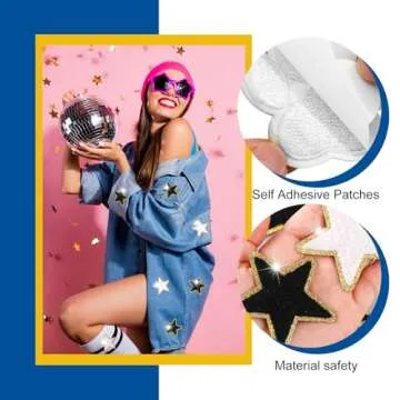Jexine Self-Adhesive Chenille Star Patches for Crafting
