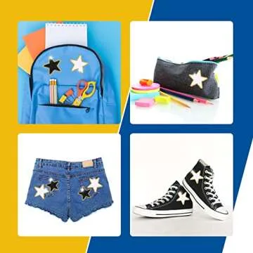 Jexine Self-Adhesive Chenille Star Patches for Crafting