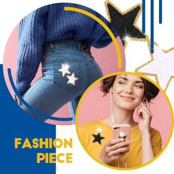 Jexine Self-Adhesive Chenille Star Patches for Crafting