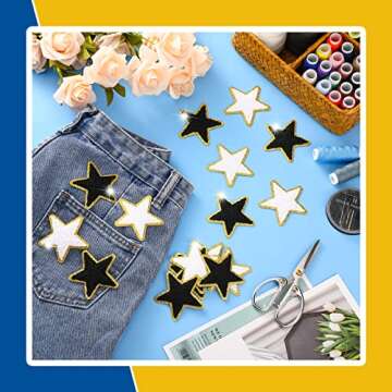 Jexine Self-Adhesive Chenille Star Patches for Crafting