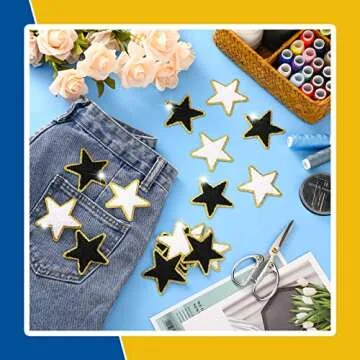 Jexine Self-Adhesive Chenille Star Patches for Crafting