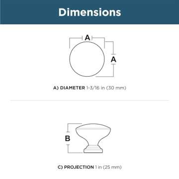 Franklin Brass Fulton Cabinet Knob, Champagne Bronze, 1-3/16 in (30mm) Dresser Drawer Pull, 10 Pack, P29523Z-CZ-B