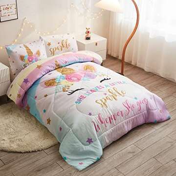 Cokouchyi Unicorn Twin Comforter Set for Girls