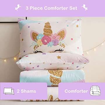 Cokouchyi Unicorn Twin Comforter Set for Girls
