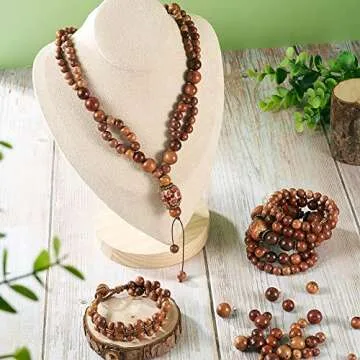 Pandahall 400Pcs Round Natural Wood Beads for Crafts