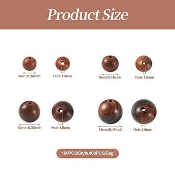 Pandahall 400Pcs Round Natural Wood Beads for Crafts