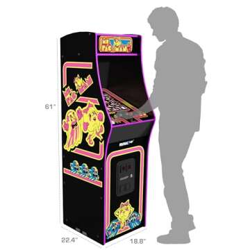 ARCADE1UP Ms. Pacman Deluxe Black Variant Arcade Machine, Built for Your Home, with 5-Foot Tall Full-Size Stand-up Cabinet, 14 Classic Games, and 17-inch Screen
