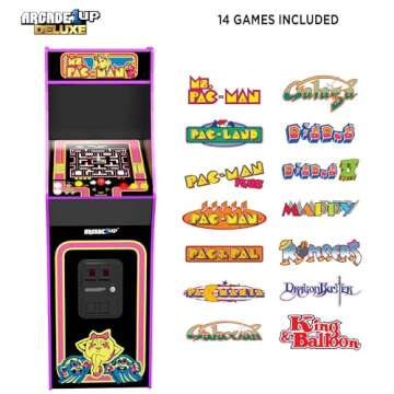 ARCADE1UP Ms. Pacman Deluxe Black Variant Arcade Machine, Built for Your Home, with 5-Foot Tall Full-Size Stand-up Cabinet, 14 Classic Games, and 17-inch Screen