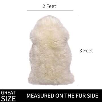 Premium Genuine Fluffy Sheepskin Rug, Soft Bedroom/Living Room Carpet, Natural Creamy White, Large 2...