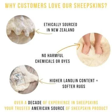 Premium Genuine Fluffy Sheepskin Rug, Soft Bedroom/Living Room Carpet, Natural Creamy White, Large 2' x 3' Single Pelt Sheep Skin Cozy Chair Cover - Super Area Rugs