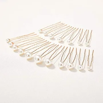 Elegant SWEETV Pearl Bridal Hair Pins for Weddings