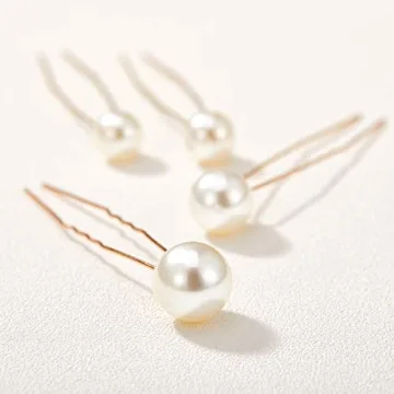 Elegant SWEETV Pearl Bridal Hair Pins for Weddings