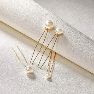 Elegant SWEETV Pearl Bridal Hair Pins for Weddings