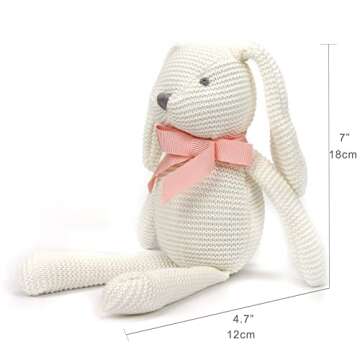FLUFFYFUN Organic Baby Toys White Bunny Rabbit Stuffed Animal for Newborn 7.1"