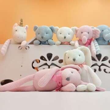 FLUFFYFUN Organic White Bunny Rabbit Stuffed Toy for Babies