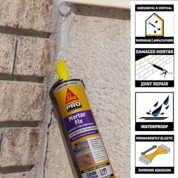 Sikaflex Mortar Fix, Limestone, Polyurethane sealant for repairing damaged mortar, joints and gaps. Sealing mortar cracks 10.1 fl. oz Cartridge