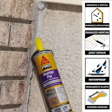 Sikaflex Mortar Fix, Limestone, Polyurethane sealant for repairing damaged mortar, joints and gaps. Sealing mortar cracks 10.1 fl. oz Cartridge
