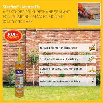 Sikaflex Mortar Fix, Limestone, Polyurethane sealant for repairing damaged mortar, joints and gaps. Sealing mortar cracks 10.1 fl. oz Cartridge