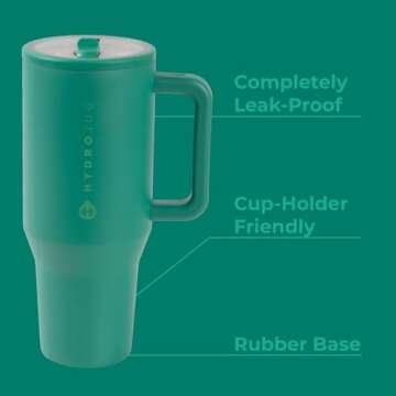 HydroJug Traveler - 40 oz Water Bottle with Handle & Flip Straw - Fits in Cup Holder, Leak Resistant...